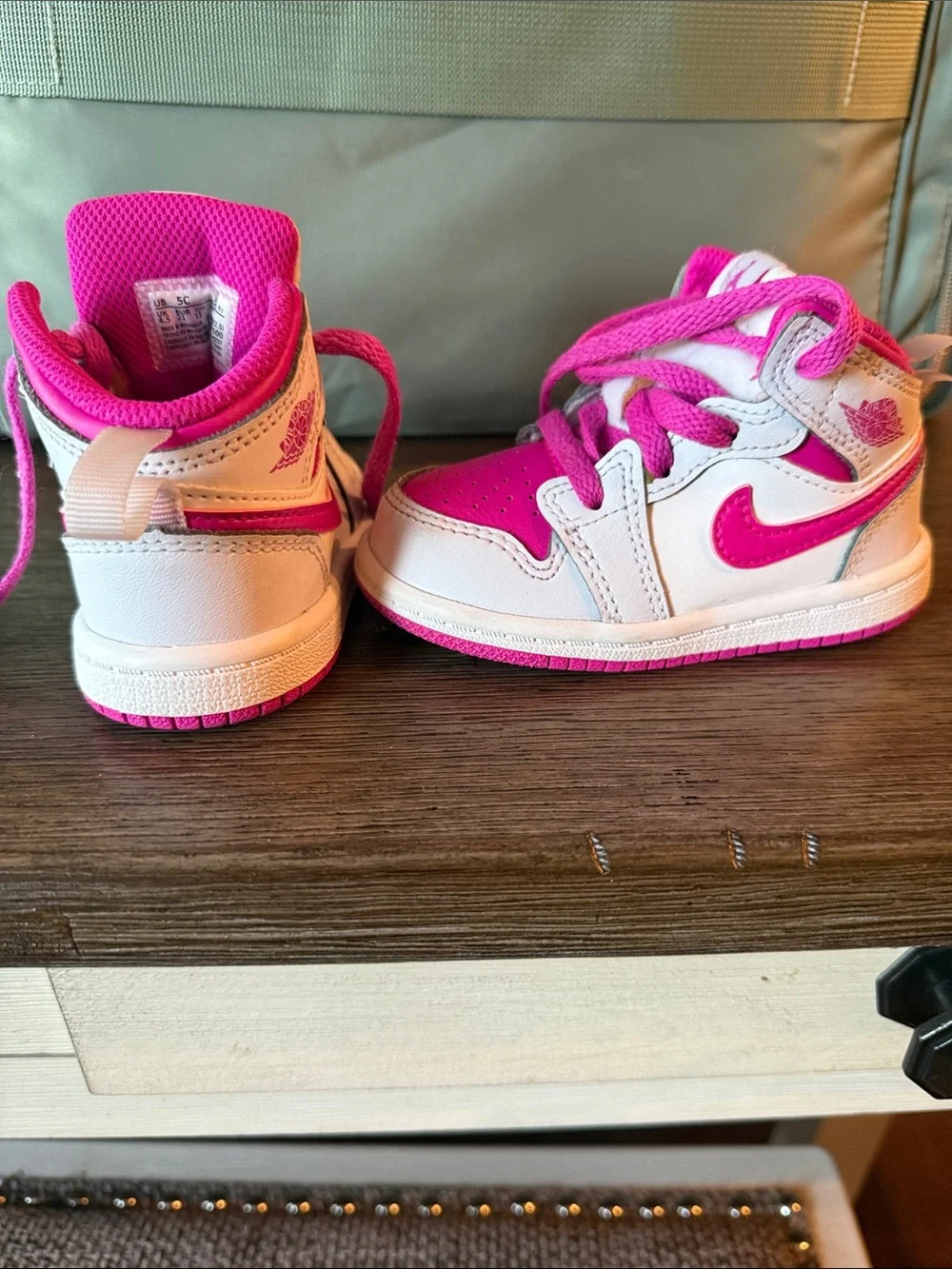 Nike Kids Pink and White High-Top Sneakers